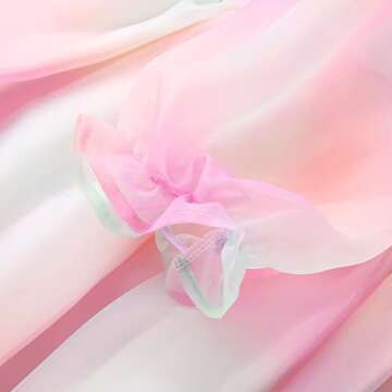 Women's Puff Sleeve Tulle Princess Dress Off Shoulder Square Neck Fairy Mini Dress Tie Dye Party Prom Evening Dresses (US, Alpha, XX-Large, Regular, Regular, Multicolor)