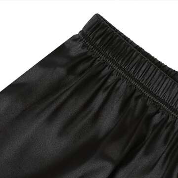 LYANER Women's Satin Silk Pajamas Short Sleeve Button Shirt with Shorts Set PJ Sleepwear Black Medium