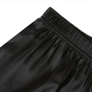 LYANER Women's Satin Silk Pajamas Short Sleeve Button Shirt with Shorts Set PJ Sleepwear Black Medium