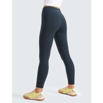 CRZ YOGA Girls Butterluxe Crossover Athletic Leggings - High Waist V Cross Kids Lounge Pants Yoga Active Dance Running Tights True Navy X-Small