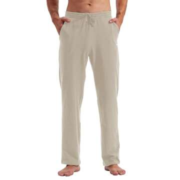 Willit Men's Cotton Yoga Sweatpants Athletic Pants Open Bottom Exercise Lounge Pants Loose Male Sweat Pants with Pockets Khaki M