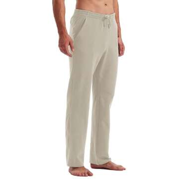Willit Men's Cotton Yoga Sweatpants Athletic Pants Open Bottom Exercise Lounge Pants Loose Male Sweat Pants with Pockets Khaki M