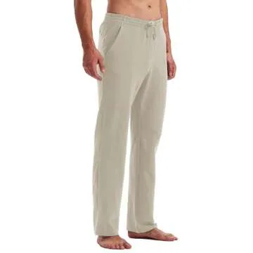 Willit Men's Cotton Yoga Sweatpants Athletic Pants Open Bottom Exercise Lounge Pants Loose Male Sweat Pants with Pockets Khaki M