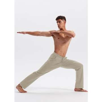 Willit Men's Cotton Yoga Sweatpants Athletic Pants Open Bottom Exercise Lounge Pants Loose Male Sweat Pants with Pockets Khaki M