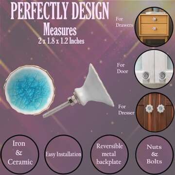 Alpha Living 12-Piece Handcrafted Ceramic Cabinet Knobs