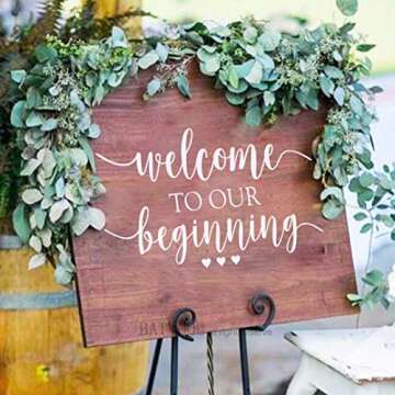 BATTOO Wedding Welcome Sign Decal Welcome to Our Beginning Couples Wedding Reception Home Adhesive S...