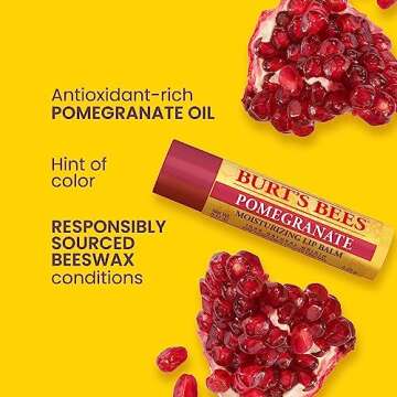 Burt's Bees 100% Natural Moisturizing Lip Balm, Pomegranate with Beeswax and Fruit Extracts, 1 Tube