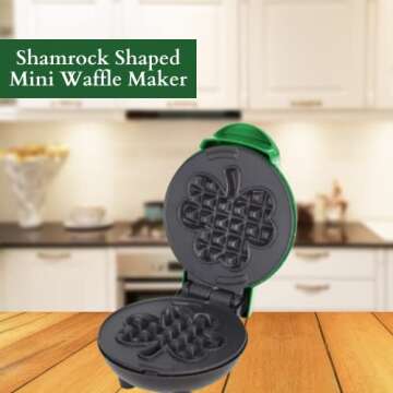 KS Shamrock Shaped Mini Waffle Maker Home Kitchen Restaurant Party Favor Cookware for St Patricks Da...