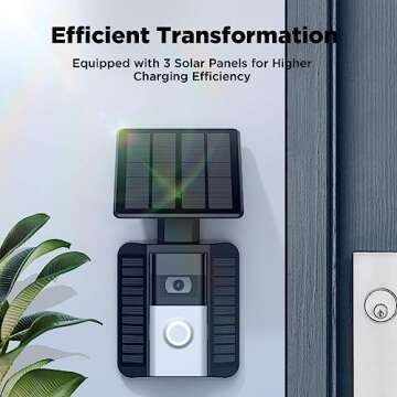 QIBOX Solar Charger Compatible with Ring Video Doorbell (2nd Generation - 2020 Release), 2.9W Waterproof Continuously Solar Panel, Adjustable Panel