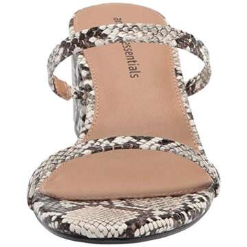 Amazon Essentials Women's Thin Two Strap Heeled Slide, Black White Snake Print, 10