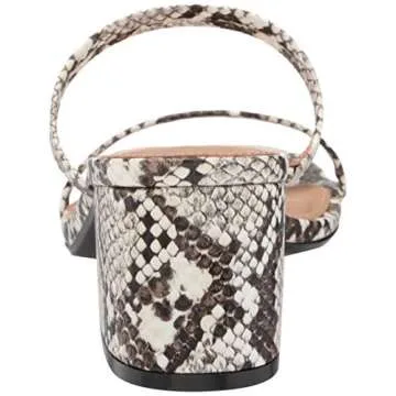 Amazon Essentials Women's Thin Two Strap Heeled Slide, Black White Snake Print, 10