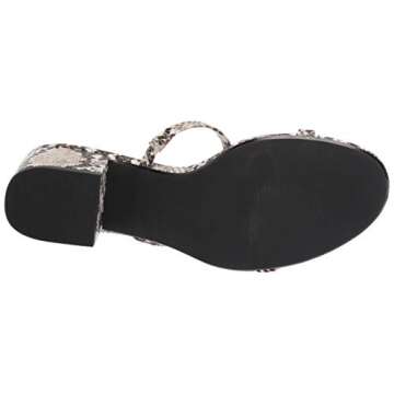 Amazon Essentials Women's Thin Two Strap Heeled Slide, Black White Snake Print, 10