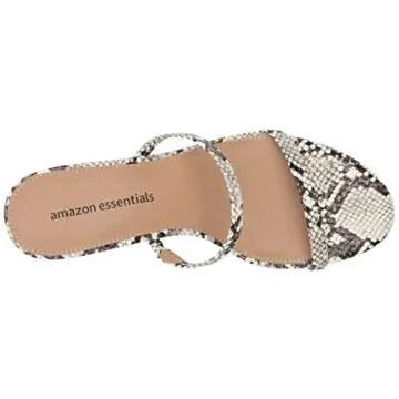 Amazon Essentials Women's Thin Two Strap Heeled Slide, Black White Snake Print, 10