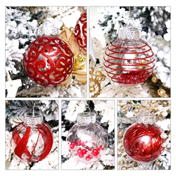 60MM Shatterproof Christmas Ornaments Set 30pcs Red