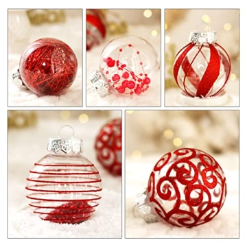 60MM Shatterproof Christmas Ornaments Set 30pcs Red