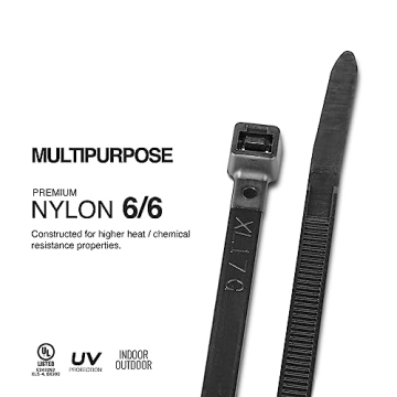 UV Resistant Black Cable Ties - 8 Inch, 100 Pack