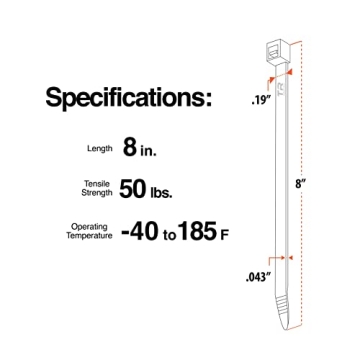 UV Resistant Black Cable Ties - 8 Inch, 100 Pack