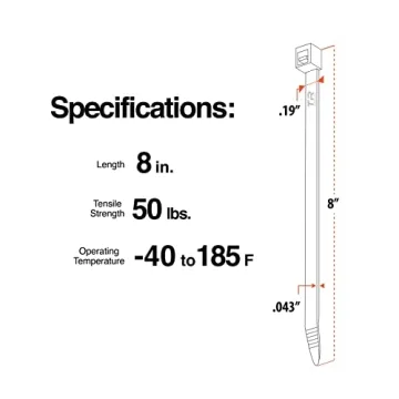 UV Resistant Black Cable Ties - 8 Inch, 100 Pack