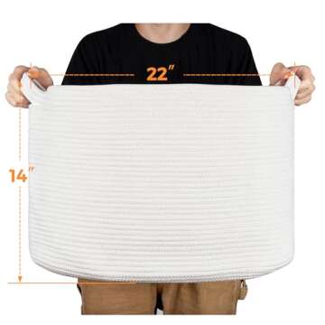 Ravinte Large Storage Basket - 22"x 22"x 14" Blanket Basket for Living Room, Baby Toy Storage Basket...