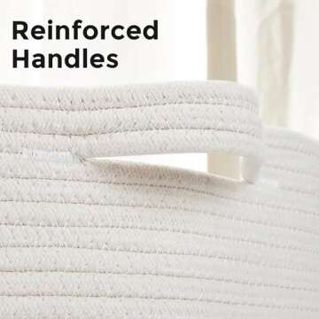 Ravinte Large Storage Basket - 22"x 22"x 14" Blanket Basket for Living Room, Baby Toy Storage Basket, Cotton Rope Basket Woven Laundry Basket (White)