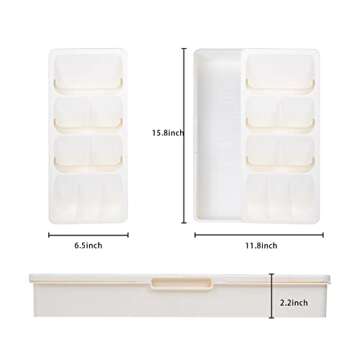 Faridabio Kitchen Drawer Organizer Tray,Expandable Cutlery Silverware Organizer Storage Tray for Kit...