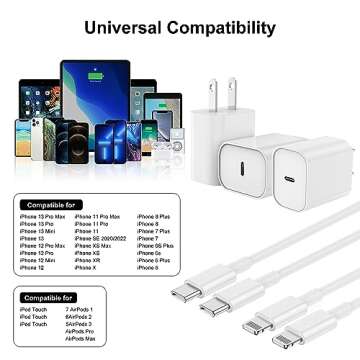 Fast Charger for iPhone Charger Fast Charging 6ft Lightning Cable,for iPhone 14 13 12 Pro Max Charger Fast Charging with 20w USB C Charger Block,Type C to Lightning Cord for iPhone 11 Pro Max/XS-White