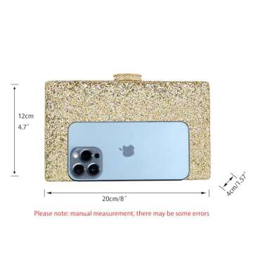 CARIEDO Women's Sparkling Clutch Purse Elegant Glitter Evening Bags Bling Evening Handbag for Dance Wedding Party Prom Bride (Gold)