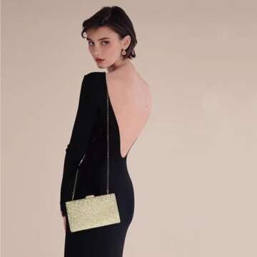 CARIEDO Women's Sparkling Clutch Purse Elegant Glitter Evening Bags Bling Evening Handbag for Dance Wedding Party Prom Bride (Gold)