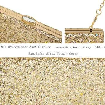 CARIEDO Women's Elegant Glitter Evening Clutch Purse