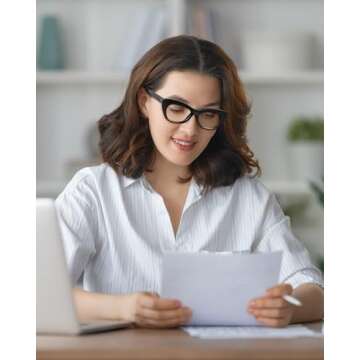 JM Cat Eye Blue Light Glasses for Woman, Computer Eye Protect Anti Glare Eyeglasses with Metallic Ac...