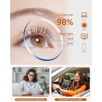 JM Cat Eye Blue Light Glasses for Woman, Computer Eye Protect Anti Glare Eyeglasses with Metallic Accents Black