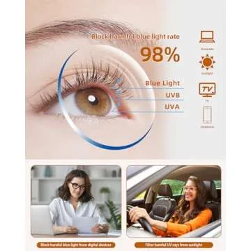 JM Cat Eye Blue Light Glasses for Woman, Computer Eye Protect Anti Glare Eyeglasses with Metallic Accents Black