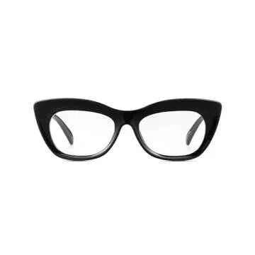 JM Cat Eye Blue Light Glasses for Woman, Computer Eye Protect Anti Glare Eyeglasses with Metallic Accents Black