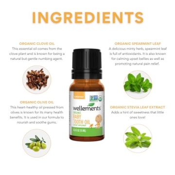 Wellements Organic Baby Tooth Oil Soothing Relief for Teething