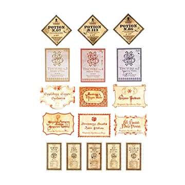 Conquest Journals Harry Potter Potions Labels Vinyl Stickers, Set of 50, Official Labels from The Wizarding World, Waterproof and UV Resistant, Great for All Your Gadgets, Potterfy All The Things