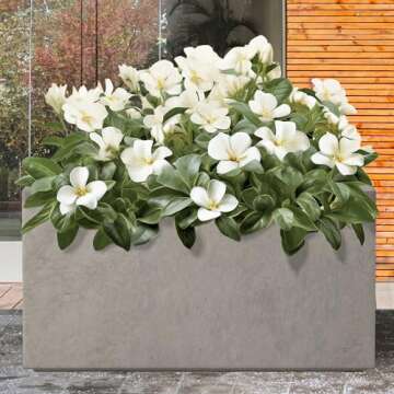 Kante 23.2" L Long Rectangular Concrete Planter, Large Outdoor Indoor Garden Pots with Drainage Hole and Rubber Plug, Weathered Concrete