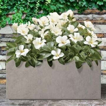Kante 23.2" L Long Rectangular Concrete Planter, Large Outdoor Indoor Garden Pots with Drainage Hole and Rubber Plug, Weathered Concrete