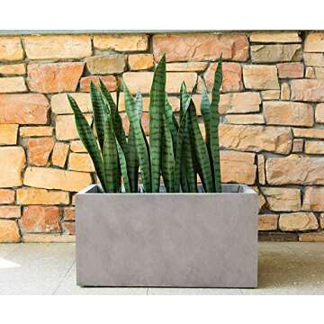 Kante 23.2" L Long Rectangular Concrete Planter, Large Outdoor Indoor Garden Pots with Drainage Hole and Rubber Plug, Weathered Concrete