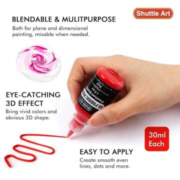 Shuttle Art Fabric Paint Set, 45 Colors 3D Permanent Paint with Brushes Palette Fabric Pen Fabric Sheet Stencils, Glow in The Dark, Glitter,Metallic Colors for Textile Fabric T-shirt Jeans Glass