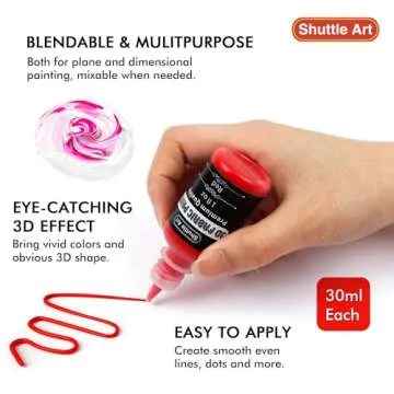 Shuttle Art Fabric Paint Set, 45 Colors 3D Permanent Paint with Brushes Palette Fabric Pen Fabric Sheet Stencils, Glow in The Dark, Glitter,Metallic Colors for Textile Fabric T-shirt Jeans Glass