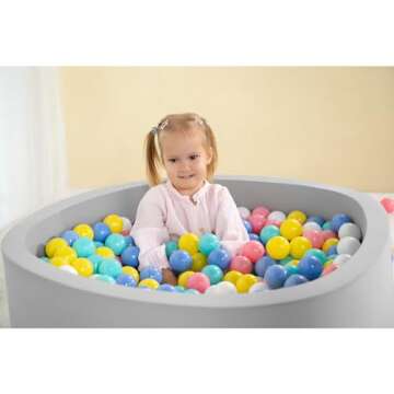 UHAPPYEE Soft Ball Pit for Toddler, 35" x 12" Foam Ball Pit with Removable Cover, Indoor Memory Sponge Round Ball Pit Without Balls - Light Grey