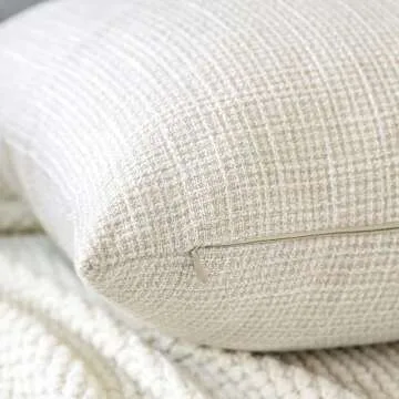 OTOSTAR Linen Throw Pillow Covers Set of 2 Decorative Square Pillowcases Cushion Covers 26x26 Inch for Home Decor Sofa Bedroom Car 65 x 65 CM Beige