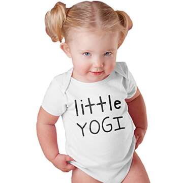 TREELANCE Yoga Onesie Baby. Organic Cotton White Yoga Baby Clothes. Yoga Onesie For Babies. Organic Cotton Baby Shower Yoga Gift. Little Yogi 3 Months.