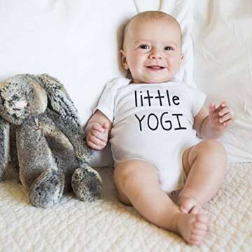 TREELANCE Yoga Onesie Baby. Organic Cotton White Yoga Baby Clothes. Yoga Onesie For Babies. Organic Cotton Baby Shower Yoga Gift. Little Yogi 3 Months.