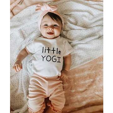 TREELANCE Yoga Onesie Baby. Organic Cotton White Yoga Baby Clothes. Yoga Onesie For Babies. Organic Cotton Baby Shower Yoga Gift. Little Yogi 3 Months.