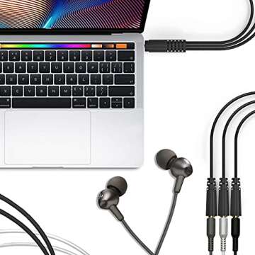 Qaoquda Stereo Audio Splitter Cable, 1FT Gold Plated 3.5mm TRRS Stereo Plug Male to 3 x 3.5mm Stereo Jack Female 1 Input 3 Output Audio Splitter Cable(1M/3F)