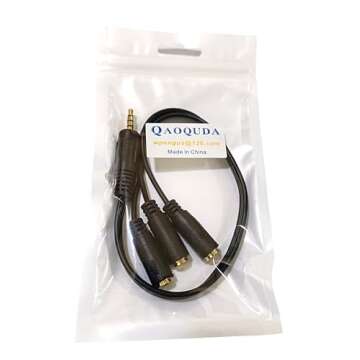 Qaoquda Stereo Audio Splitter Cable, 1FT Gold Plated 3.5mm TRRS Stereo Plug Male to 3 x 3.5mm Stereo Jack Female 1 Input 3 Output Audio Splitter Cable(1M/3F)