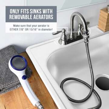 Sink Hose Sprayer Attachment - Faucet Extender - Hair Washing Hose and Sprayer - Sink Extension for Utility Sink, Bathroom Faucet, Kitchen Faucet, or Laundry Tub - for Faucets With Removable Aerators