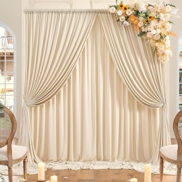 10ft x 10ft Wrinkle Free Beige Backdrop Curtain for Wedding Parties, Thick Polyester Photo Backdrop ...