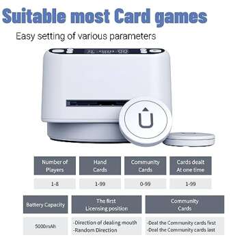 Automatic Card Dealer Machine 360° Rotating Card Dealer With Wireless Remote Built-in 5000MAH Recha...